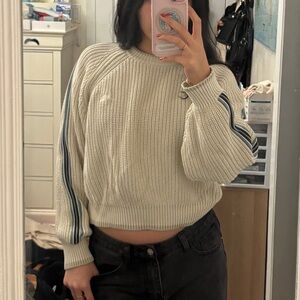 Kith Women's Cream Sweater with Navy Stripes